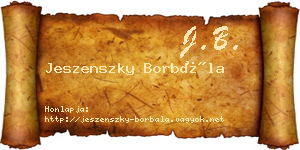 Jeszenszky Borbála névjegykártya