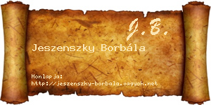 Jeszenszky Borbála névjegykártya